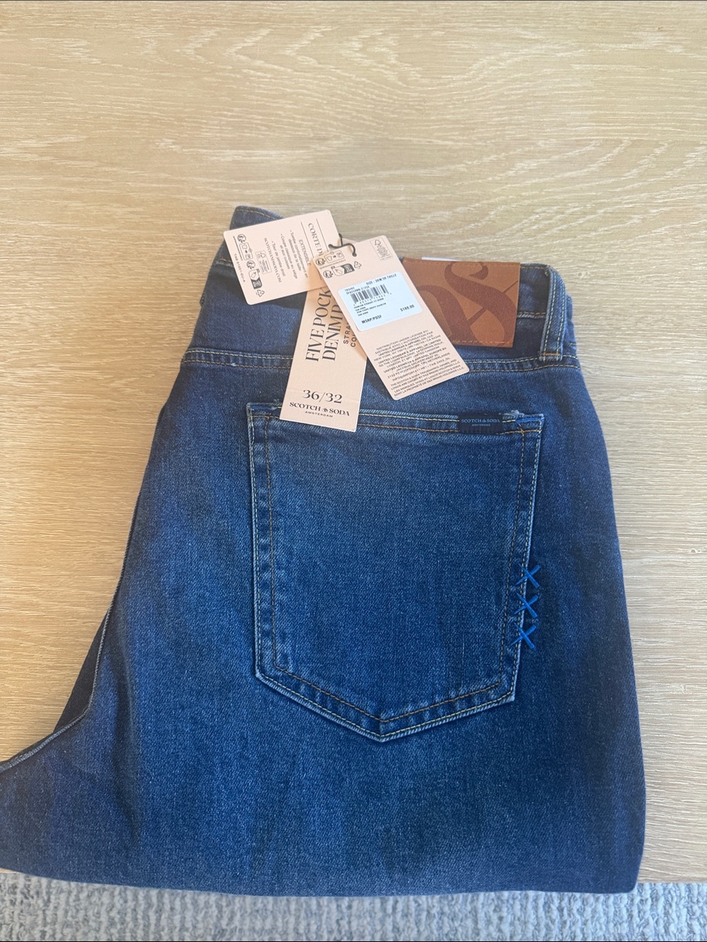 Scotch & Soda Straight Straight Fit 36/32 Jeans in Dark Blue Denim